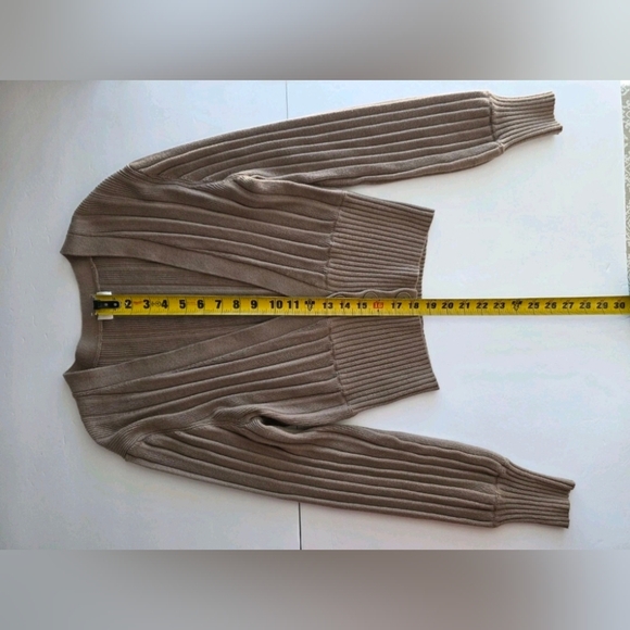 Wilfred Plunge Front Cardigan Merino Wool Blend Three Button Front In Brown Sz L - Picture 13 of 14